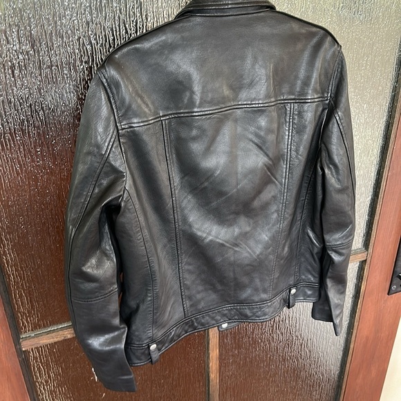 All Saints Milo Asymmetric Zip Leather Biker Jacket size Large. - Picture 13 of 13